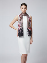 Sciarpa stola beige in pura seta raso stampata VALENTINE